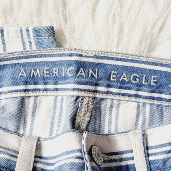 American Eagle Womens Light Blue Striped Mom Jeans - Picture 3 of 4